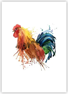 Produktbild von Poster - Poster ohne Rahmen - Hahn Ilustration Tier Farben - 50x70 cm - Wand Bild - Wanddeko - Wandbilder - Kunstposter - Wandposter - Bilder - Kunstdruck - Wanddekoration - Wandbild - P2XPA50x70-2842