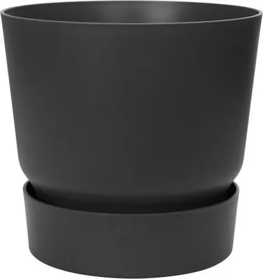 Image de Pot de fleurs rond ELHO Greenville, 40 cm, Extérieur, 39 x 36,8 cm, 31 L, Plastique Recyclé, Vivre Noir