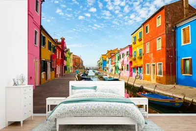 Produktbild von MuchoWow® Fototapete für Wohnzimmer oder Schlafzimmer Wandtapete Vinyl Motivtapete Italien - Häuser - Farben - 330x220 cm - Fototapeten