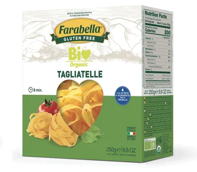 Zdjęcie produktu dla MAKARON (KUKURYDZIANO - RYŻOWY) TAGLIATELLE BEZGLUTENOWY250 g - FARABELLA