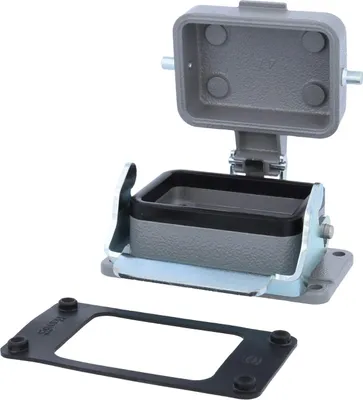 Image de Boîtier rapporté HARTING Han 6B avec 1 étrier longitudinal et capuchon de protection métallique - 1 pièce