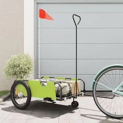 Imagen del producto de Remolque para bicicletas, remolque de carga, remolque de transporte para bicicletas. Color: verde y . Material: tela Oxford y hierro. Dimensiones: 135 x 68 x 37 cm