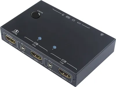 Produktbild von High-Clear Switcher HDMI-kompatibler KVM 2-in-1-Out-Switcher 4K/USB RJ45 KVM-Switch Dual-Monitor-KVM-Switch USB 2.0 Bis zu 4Kx2K@60Hz/3D/1920*1080@60Hz Adaptive EDID/HDCP-Entschluesselung Unterstuetzt 100 Gigabit Ethernet