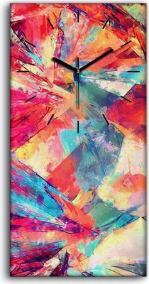Produktbild von Wohnzimmer-Bild Leinwand Uhr Quarz 30x60 Malerei abstrakte farbenfrohe moderne - schwarze Hände