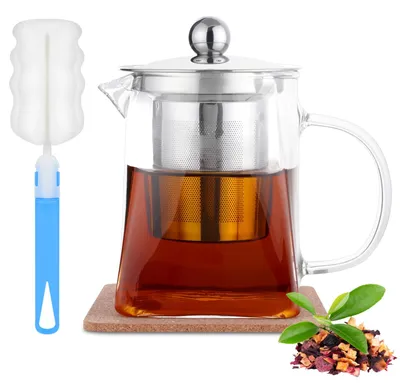 Glaskanne 350 ml mit Teefilter, Borosilikat, für Herd