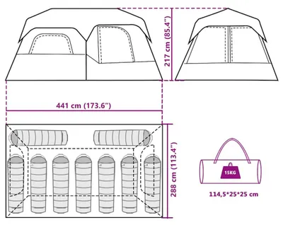 Productafbeelding van vidaXL Familietent, 9 personen, blauw, snelle opzet, waterdicht