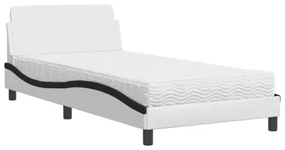 Obrázek produktu pro vidaXL Postel s matrací "Dover" bílá a černá 100x200 cm Imitace kůže