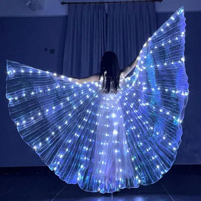 Productafbeelding van LED Vlindervleugels - Dansvleugels Kostuum - Podiumoptredens - 360 Graden Verstelbaar - 140 cm Spanwijdte - Wit Licht