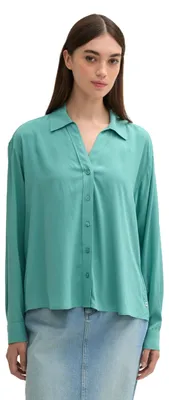 Produktbild von TOM TAILOR Denim Damen Hemdbluse aus Viskose, 34206 - Dark Pacific Teal, L