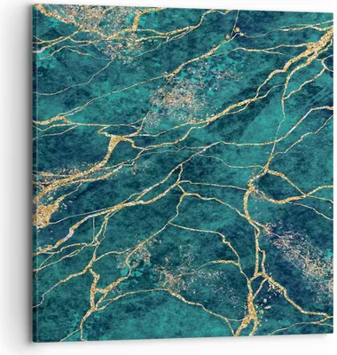 Produktbild von Bild auf Leinwand - Leinwandbild - Einteilig - Abstraktion Gold Türkis - 70x70cm - Wand Bild - Wanddeko - Wandbilder - Leinwanddruck - Bilder - Wanddekoration - Leinwand bilder - AC70x70-4564