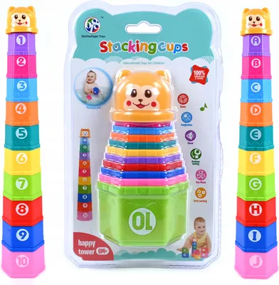 Image de Pyramide De Gobelets Tour Colorée Puzzle Éducatif Jouet Ourson