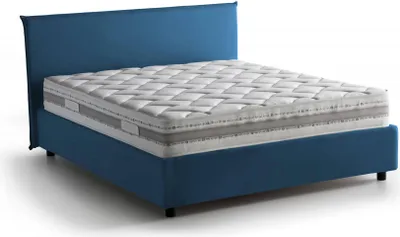 Produktbild von Doppelbett Bibiana, Containerbett mit Stoffbespannung, 100% Italy, Frontöffnung, inklusive Matratze Cm 160x190, Blau