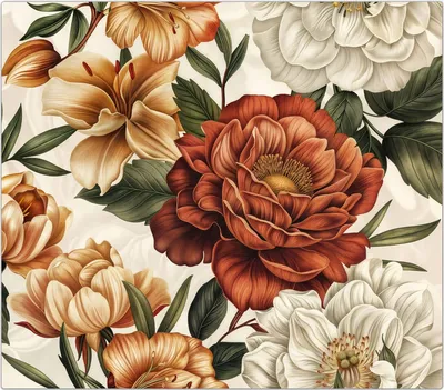 Produktbild von Spritzschutz Herdabdeckplatte Schneidebrett aus Glas Blumenmuster Vintage 1-Teilig (60x52cm)