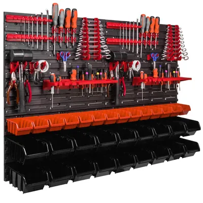 Produktbild von Werkzeugtafel - Werkstattaufbewahrung - 115 x 78 cm - 32 Aufbewahrungsboxen - Wandmontage - Garage