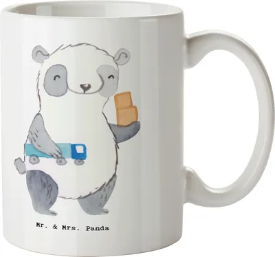 Produktbild von Mr. & Mrs. Panda Kaffeetasse Berufskraftfahrer Herz - Weiß - Geschenk, Kaffeebecher, Teebecher, Becher, Tasse, Pott, haferl
