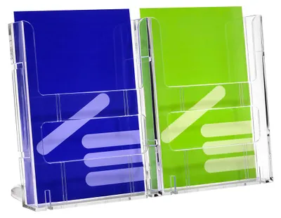Produktbild von Tischprospektständer DIN A5 mit 2 Fächern Prospektständer / Prospekthalter / Flyerständer / Flyerhalter