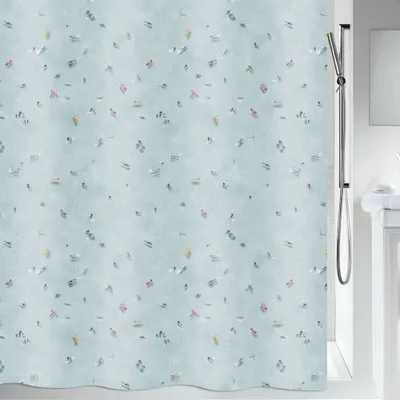 Immagine prodotto di Tenda da doccia antimuffa Spirella - antibatterica, lavabile, impermeabile, poliestere, "Swimming Blue" 180x200cm Blu
