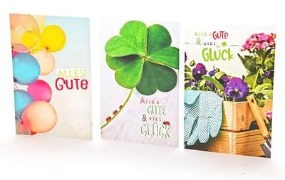 Image de 100 Cartes de voeux avec enveloppes, assortiment, voeux généraux 8 motifs, Prix deconseillé : 150,00