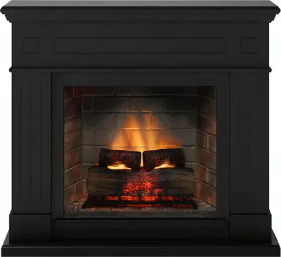 Produktbild von TAGU Larsen Premium Elektrokamin schwarz mit Elektro Insert der neuesten Generation, 3D Flame, Knistersound Brennraum mit Steinverkleidung
