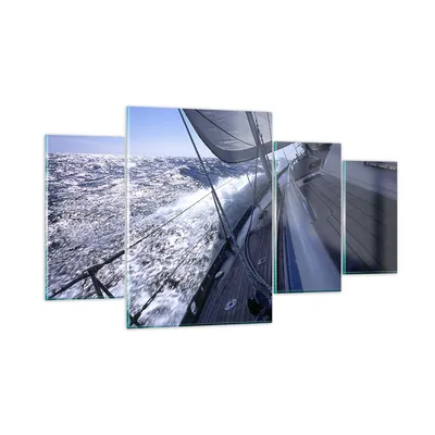 Produktbild von Bilder auf glas - Boot Ozean Reise Yacht - 160x90cm - Glasbilder - Wandbilder - Kunstdruck - zum Aufhängen bereit - Wanddekoration aus Glas - Glas Bilder - Wandbild auf Glas - 4 Teile - GDL160x90-0373