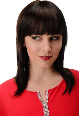 Produktbild von WIG ME UP Perücke Schulterlang Pony Schwarz Braun Gesträhnt GFW2203-1BH30