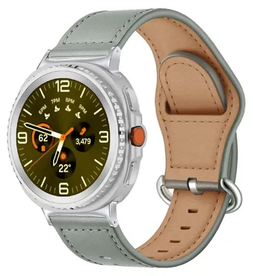 Produktbild von Für Samsung Galaxy Watch 8 / 8 Classic Echt Leder Armband mit Dornschließe Grau