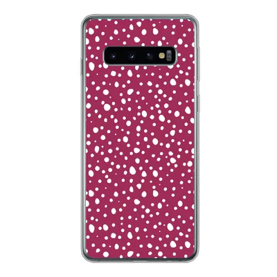 Produktbild von MuchoWow® Handyhülle Schutzhülle Hülle für Samsung Galaxy S10 Tupfen - Rot - Weiß Silikon Softcase Handy Hülle - Handytasche