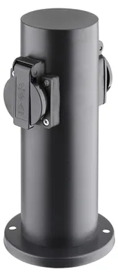 Image de Borne de jardin IP44 2 prises SOLIGHT PG10B cylindre noir