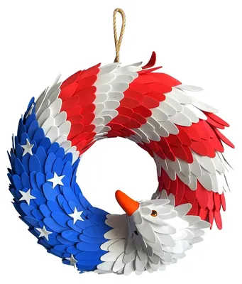 Produktbild von Patriotischer Türkranz zum 250. Jahrestag, aus Holz, zum 4. Juli, Unabhängigkeitstag, Veteranentag, Türdekoration A