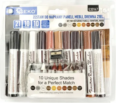 Obrázek produktu pro VELKÁ SADA PRO OPRAVU NÁBYTKU DESKY, ZNAČKOVAČE, VOSKY, 21 dílů.