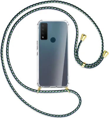 Produktbild von Handykette Backcover-Schutzhülle mit Band (Metall goldfarben) für TCL 20 R 5G - grün/blau/weiß