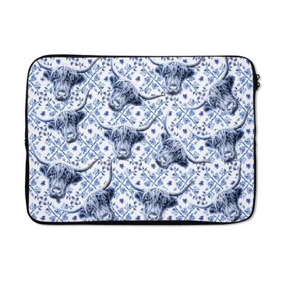 Obrázek produktu pro Pouzdro na notebook 13 palců Skotský horal - Delft blue - vzor Brašna na notebook