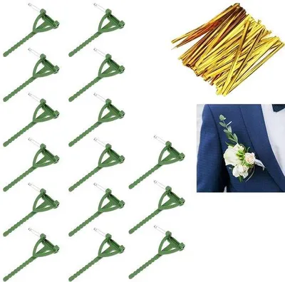 Produktbild von Famanu DIY Hochzeitcorsage - Hochwertige Materialien - Grün - 100 Stück