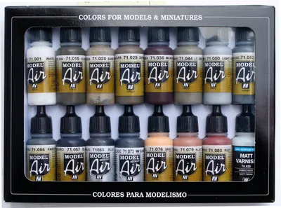 Produktbild von Vallejo 71.194, 17 ml, Schwarz, Braun, Fleisch, Grün, Grau, Beige, Weiß, Gelb, Flasche