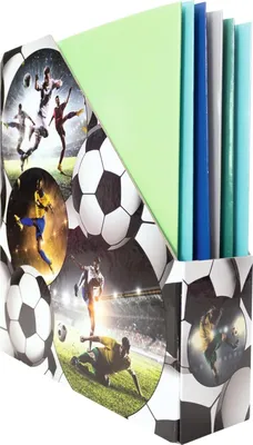 Produktbild von HERMA 19716 Stehsammler A4 mit Fussball Motiv, 7,5 cm breit, faltbar, stabile Pappe, schmaler Zeitschriftenhalter für Mädchen & Jungen, Stehordner zum Aufbewahren von Dokumenten, Unterlagen, Mappen