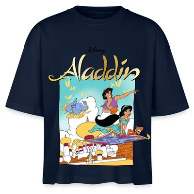 Produktbild von Jasmin Und Aladin Auf Fliegendem Teppich Boxy Shirt Damen, L, Navy