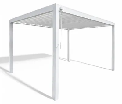 Immagine prodotto di Pergola bioclimatica 3x3 in alluminio con doppia lamella frangisole orientabili e resistenti a tutte le intemperie -  Bianco