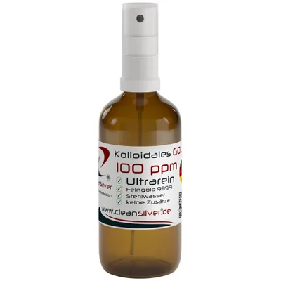 Produktbild von CleanSilver - Kolloidales Gold 100 ppm - 100ml - Spray- Ultrarein: Sterilwasser und Feingold 99,99% - stets frisch, keine Lagerware!