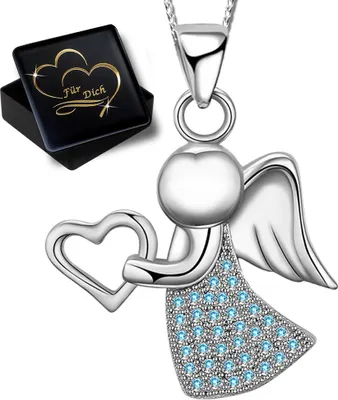 Produktbild von Damen Mädchen Engel Halskette mit Anhänger echt 925 Sterling Silber Türkis K794+V11+45cm