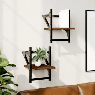 Produktbild von Maison Exclusive - Wandregale mit Stangen 2 Stk. Braun Eichen-Optik 20x25x30 cm