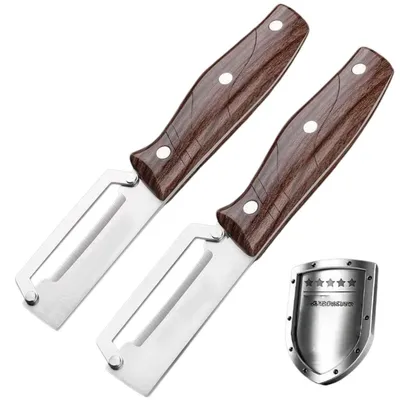 Imagen del producto de INF Pelador de Verduras Manual de Acero Inoxidable con Abrebotellas, Mango Recubierto, Pack de 2