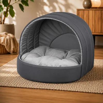 Produktbild von Hundehütte Hundebett Tierbett Katzenbett (Braun, 50x46 cm), KI-generiertes Bild