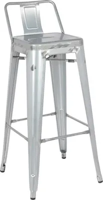 Produktbild von Bolero Bistro Hochhocker aus verzinktem Stahl mit Rückenlehne (4 Stück)