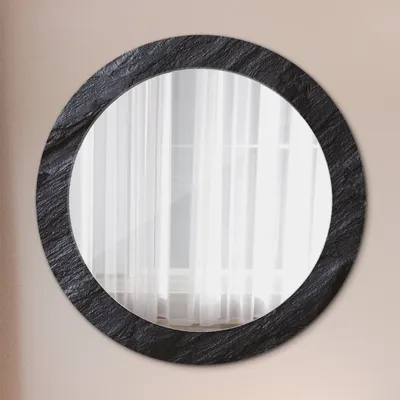 Produktbild von Ø70cm Modern Spiegel - Wandspiegel Wandmontage- Schlafzimmer - Schwarz Stein