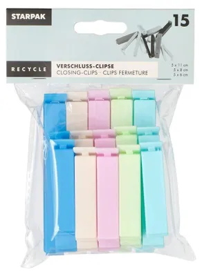 Produktbild von 300 Papstar Verschluss-Clipse, PP farbig sortiert 37564