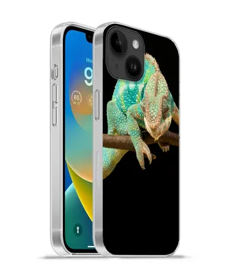 Produktbild von MuchoWow® Handyhülle Schutzhülle Hülle für Apple iPhone 14 - Softcase Chamäleon - Zweig - Pastell Silikon Softcase Handy Hülle - Mobiltelefonhülle