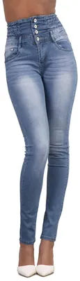 Obrázek produktu pro Dámské džíny Hormtaer, vysoký pas, elastický denim, úzký střih