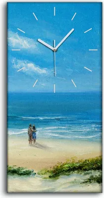 Produktbild von Dekor Leinwand Uhr Wandbilder 30x60 Gemälde Küste Paar Strand Meer Wellen - weiße Hände