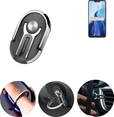 Produktbild von K-S-Trade 3in1 Smartphone-Ring Handy-Ring kompatibel mit Cubot C20 Fingerhalterung  Handyring Tischständer Lüftungsgitter-Halterung Tisch Ständer