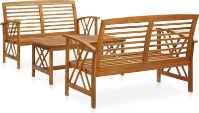 Produktbild von 3-tlg. Garten-Lounge-Set Massivholz Akazie